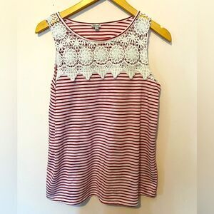 Kismet stripes and lace tank top